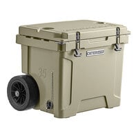 CaterGator CG35TANW Tan 35 Qt. Mobile Rotomolded Extreme Outdoor Cooler / Ice Chest