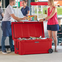 CaterGator CG170RDW Red 170 Qt. Mobile Rotomolded Extreme Outdoor Cooler / Ice Chest