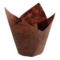 Baker's Lane 2" x 3 1/2" Chocolate Brown Medium Tulip Baking Cup - 100/Pack