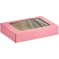 Baker's Lane 12" x 8" x 2 1/4" Pink Auto-Popup Window Donut / Bakery Box - 10/Pack