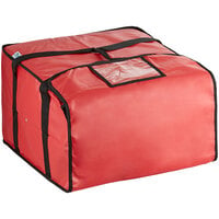 Choice Insulated Pizza Delivery Bag, Red Vinyl, 20" x 20" x 12" - Holds up to (6) 16" or (5) 18" Pizza Boxes