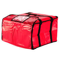 Choice Insulated Pizza Delivery Bag, Red Vinyl, 20" x 20" x 12" - Holds up to (6) 16" or (5) 18" Pizza Boxes
