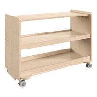 Flash Furniture Bright Beginnings 31 1/2" x 24 1/2" Wooden 3-Shelf Mobile Storage Cart with Locking Casters