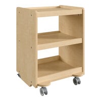 Flash Furniture Bright Beginnings 16" x 25" Wooden 3-Shelf Mobile Storage Cart with Locking Casters
