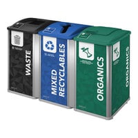 Busch Systems Mosaic 209845 96 Gallon HDPE Three Stream Decorative Mixed Recyclables / Waste Receptacle