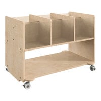 Flash Furniture Bright Beginnings 31 1/2" x 24 1/2" Wooden Mobile Storage Cart with 6 Clear Storage Bins, Lower Shelf, and Locking Casters