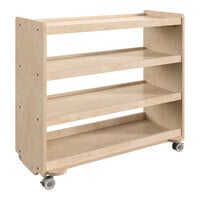 Flash Furniture Bright Beginnings 31 1/2" x 31 1/2" Wooden 4-Shelf Mobile Storage Cart with Locking Casters