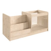 Flash Furniture Bright Beginnings 31 1/2" x 16" Wooden Double-Sided 2-Shelf Book Display Stand with Clear Storage Bin