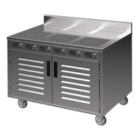 Spring USA BOH-2600DC-6 BOH Series 48" Mobile Induction Cooking Cart with 6 Ranges and Doors - 208-240V; 15.6 kW