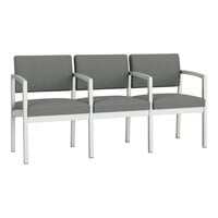 Lesro Lenox Steel Open House Asteroid Fabric 3-Seat Sofa with Center Arms
