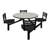 Plymold Jupiter 40" White Round Table Top with 4 Black Seats