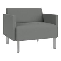 Lesro Luxe Lounge Series Open House Asteroid Fabric Bariatric Guest Arm Chair with Steel Legs