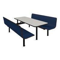 Plymold Contour 24" x 59" White Table Top with 2 Atlantis Blue Benches