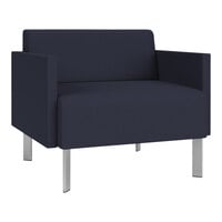 Lesro Luxe Lounge Series Open House Navy Fabric Bariatric Guest Arm Chair with Steel Legs