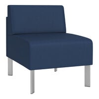 Lesro Luxe Lounge Series Patriot Plus Imperial Blue Vinyl Guest Chair with Steel Legs