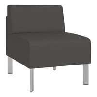 Lesro Luxe Lounge Series Patriot Plus Charcoal Vinyl Guest Chair with Steel Legs