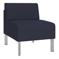 Lesro Luxe Lounge Series Open House Navy Fabric Guest Chair with Steel Legs