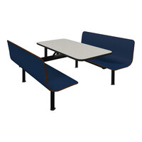 Plymold Contour 24" x 47" White Table Top with 2 Atlantis Blue Benches
