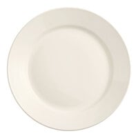 Acopa 12" Ivory (American White) Wide Rim Rolled Edge Stoneware Plate - 12/Case