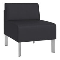 Lesro Luxe Lounge Series Patriot Plus Black Vinyl Guest Chair with Steel Legs