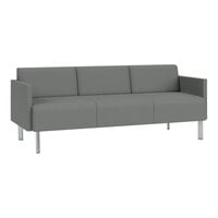 Lesro Luxe Lounge Series Open House Asteroid Fabric 3-Seat Sofa with Upholstered Arms and Steel Legs