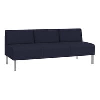 Lesro Luxe Lounge Series Open House Navy Fabric 3-Seat Sofa with Steel Legs