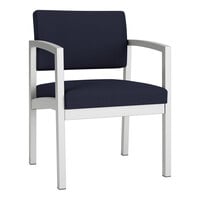 Lesro Lenox Steel Open House Navy Fabric Guest Arm Chair