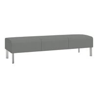 Lesro Luxe Lounge Series Open House Asteroid Fabric 3-Seat Bench with Steel Legs