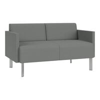 Lesro Luxe Lounge Series Open House Asteroid Fabric Loveseat with Upholstered Arms and Steel Legs
