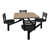 Plymold Jupiter 36" x 36" Beige Square Table Top with 4 Black Seats