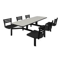 Plymold Cebra Cluster 30" x 72" White Table Top with 6 Black Seats