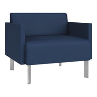 Lesro Luxe Lounge Series Patriot Plus Imperial Blue Vinyl Bariatric Guest Arm Chair with Steel Legs