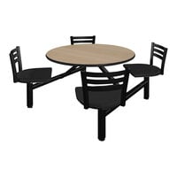 Plymold Jupiter 40" Beige Round Table Top with 4 Black Seats