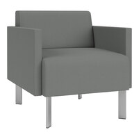 Lesro Luxe Lounge Series Open House Asteroid Fabric Guest Arm Chair with Steel Legs