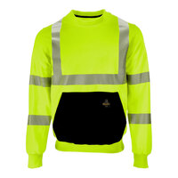RefrigiWear HiVis Lime / Black Crewneck Sweatshirt with Reflective Tape 8475RHVL5XLL2 - 5XL