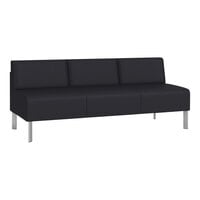 Lesro Luxe Lounge Series Patriot Plus Black Vinyl 3-Seat Sofa with Steel Legs