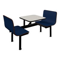 Plymold Contour 24" x 23" White Table Top with 2 Atlantis Blue Benches