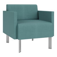 Lesro Luxe Lounge Series Patriot Plus Sea Vinyl Guest Arm Chair with Steel Legs