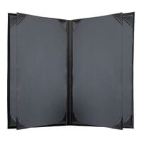H. Risch, Inc. Oakmont 8 1/2" x 14" Black 6-Panel Menu Cover with Album Style Corners