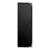 H. Risch, Inc. Oakmont 4 1/4" x 14" Black 6-View Menu Cover