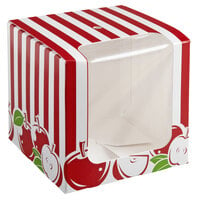 Baker's Lane 4" Printed 1-Piece Candy Apple Box with Window - 100/Case