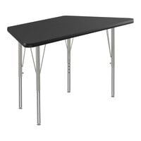 Correll Deluxe Trapezoid Black Granite 19"-29" Adjustable Height High-Pressure Laminate Top Activity Table with Silver Legs and Black T-Mold