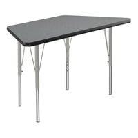 Correll Deluxe Trapezoid Montana Granite 19"-29" Adjustable Height High-Pressure Laminate Top Activity Table with Silver Legs and Black T-Mold