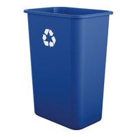 Suncast TCIND1012BLR 10 Gallon Blue Slim Rectangular Recycling Wastebasket - 12/Pack