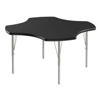 Correll Deluxe 48" Clover Black Granite 19"-29" Adjustable Height High-Pressure Laminate Top Activity Table with Silver Legs and Black T-Mold