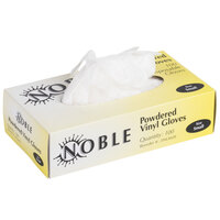 Noble Products Small Powdered Disposable Vinyl Gloves for Foodservice - Box of 100