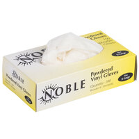 Noble Products Extra-Large Powdered Disposable Vinyl Gloves for Foodservice - Box of 100