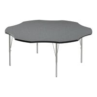 Correll Deluxe 60" Flower Montana Granite 19"-29" Adjustable Height High-Pressure Laminate Top Activity Table with Silver Legs and Black T-Mold