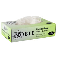 Noble Products Large Powder-Free Disposable Vinyl Gloves for Foodservice - Box of 100