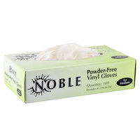 Noble Products Medium Powder-Free Disposable Vinyl Gloves for Foodservice - Box of 100